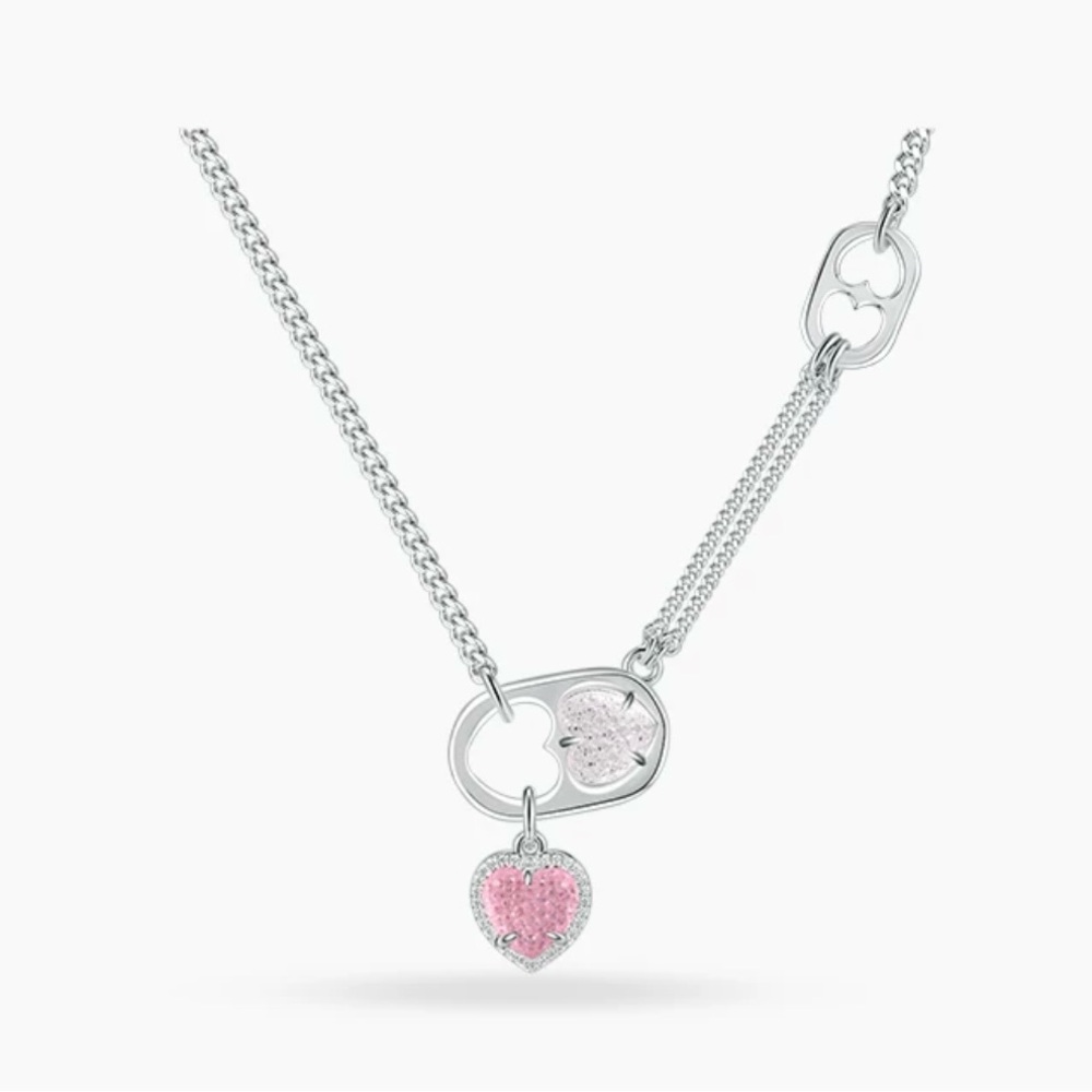 Designer brand heart shaped pink crystal necklace